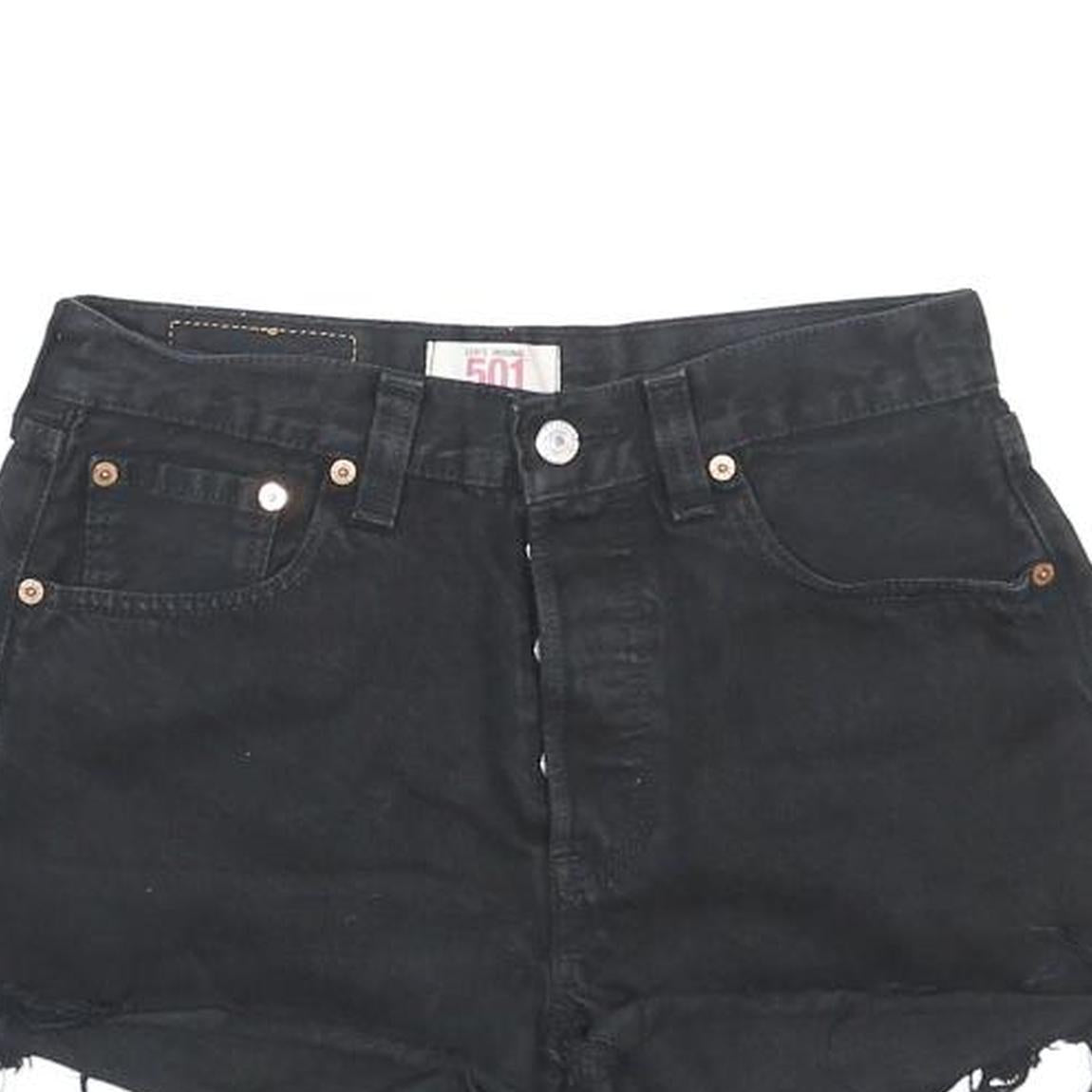 LEVI'S Womens Shorts Black Casual Cut-Off M W29 Distressed Raw Hem Denim