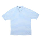 TOMMY HILFIGER Mens Blue & White Striped Short Sleeve Polo Shirt XL Cotton Blend