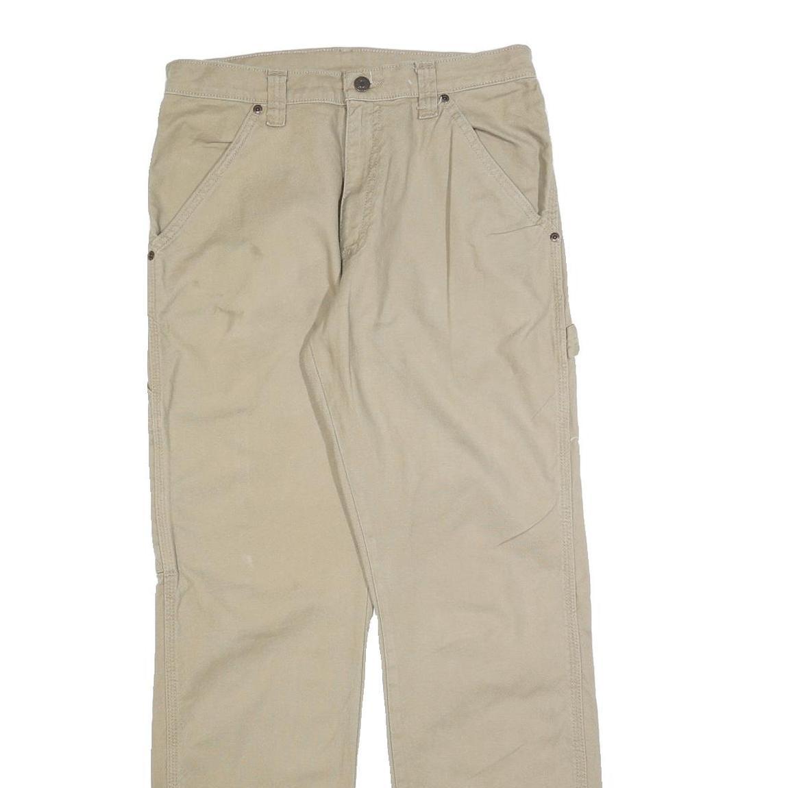 WRANGLER Mens Cotton Blend Beige Regular Fit Straight Leg Trousers W30 L32