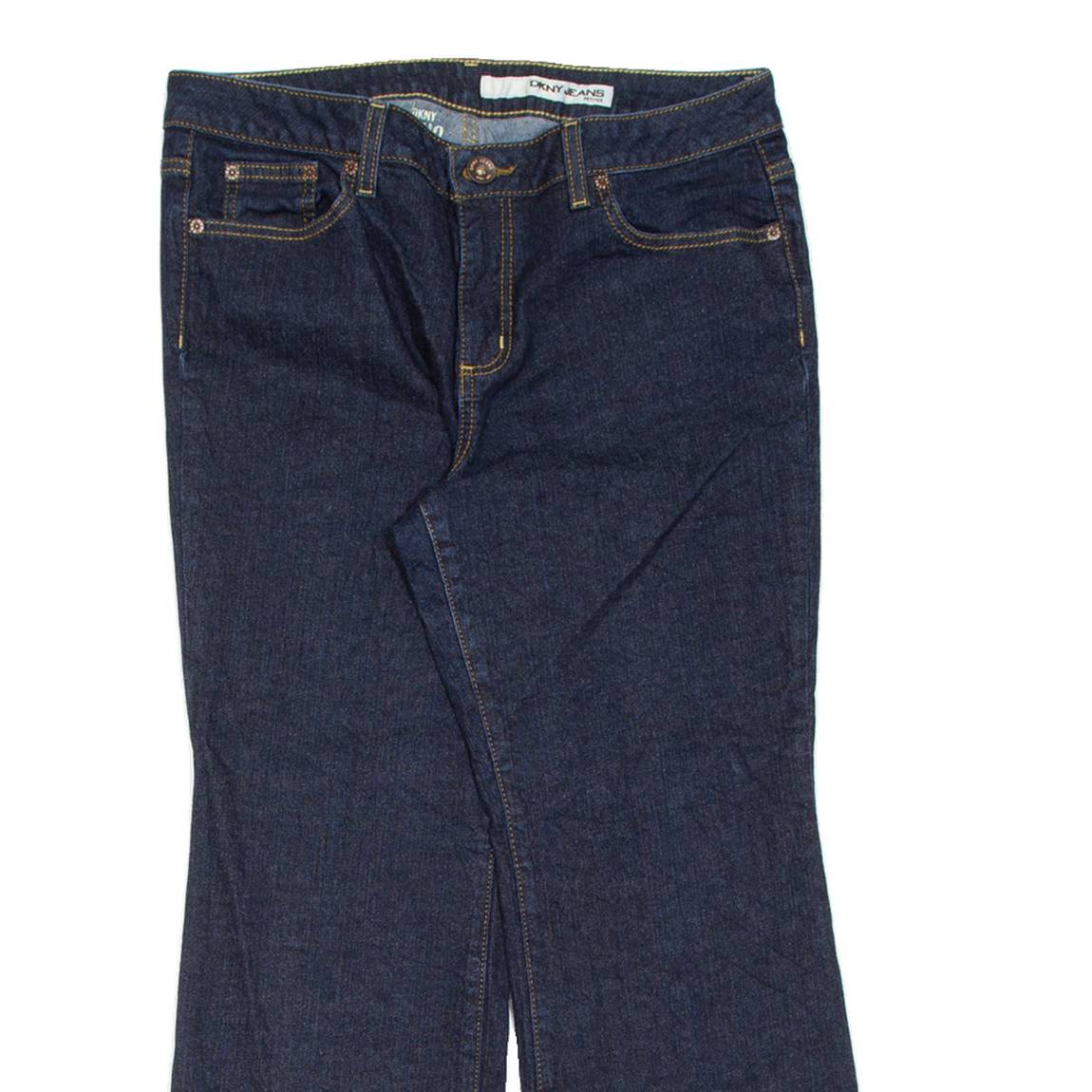 DKNY Petite Womens Jeans Blue Regular Bootcut W33 L27