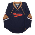 REEBOK Mens Navy & Brown Morges Graphic T-Shirt S Long Sleeve V-Neck Sportswear
