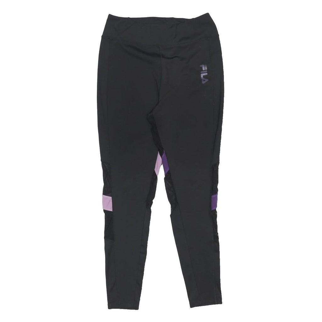 FILA Womens Leggings Black & Purple Slim Tapered L W28 L27 Activewear