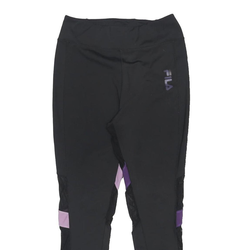 FILA Womens Leggings Black & Purple Slim Tapered L W28 L27 Activewear
