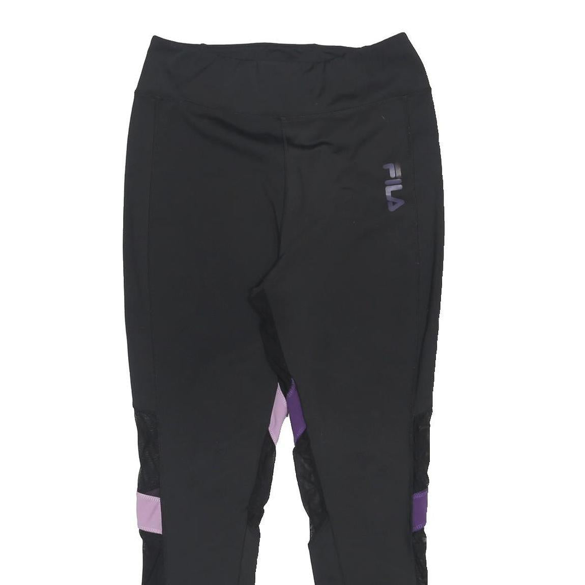 FILA Womens Leggings Black & Purple Slim Tapered L W28 L27 Activewear
