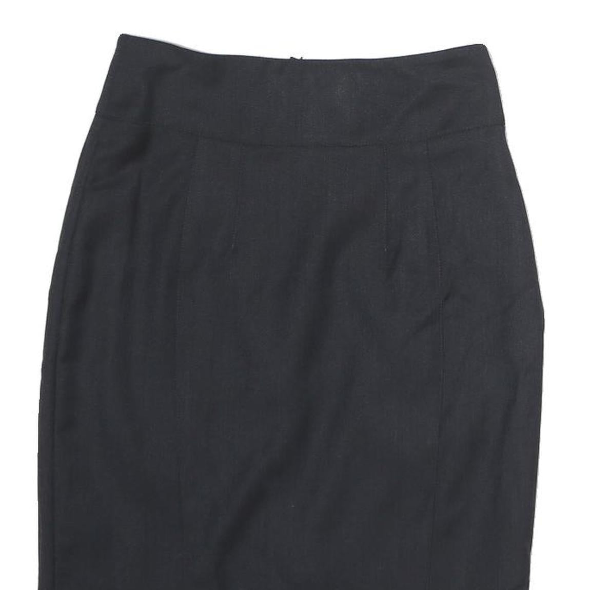 BURBERRY Womens Black Pencil Knee Length Cotton Skirt UK 4 Classic Elegant Zip