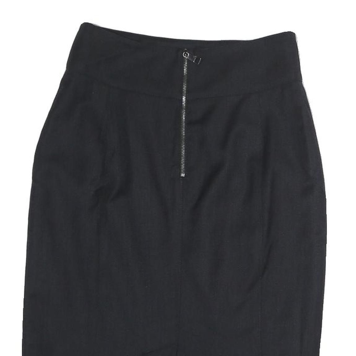 BURBERRY Womens Black Pencil Knee Length Cotton Skirt UK 4 Classic Elegant Zip