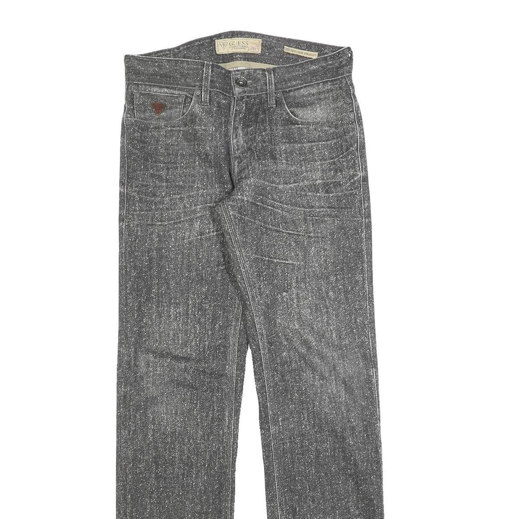 GUESS Mens Slim Jeans Black Denim Stone Wash W29 L34 Premium Cotton Blend Zip