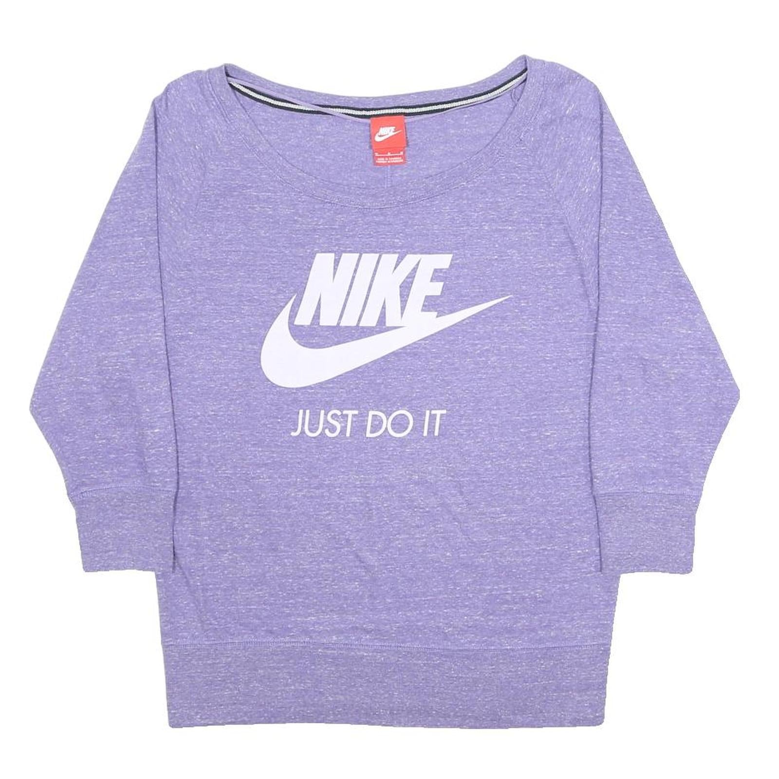 NIKE Womens Purple Crew Neck M Cotton Blend Jumper Sweatshirt Just Do It Logo