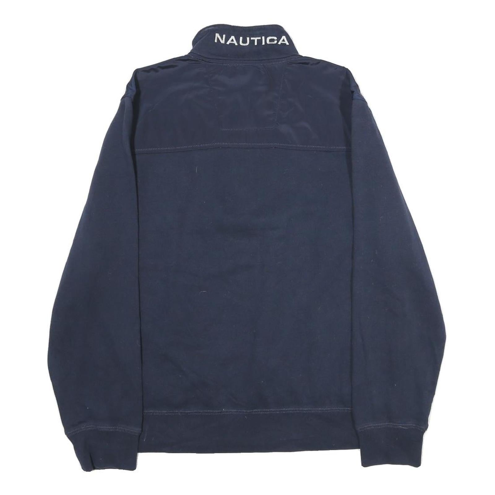 NAUTICA Mens Navy 1/4 Zip Sweatshirt M Cotton Blend Pullover Casual