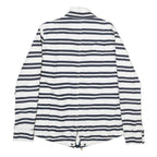 ZARA Womens White & Navy Striped Casual Jacket M Polyester Zip