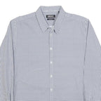 DKNY Mens Blue & White Slim Fit Cotton Shirt XL Formal Checked Shirt