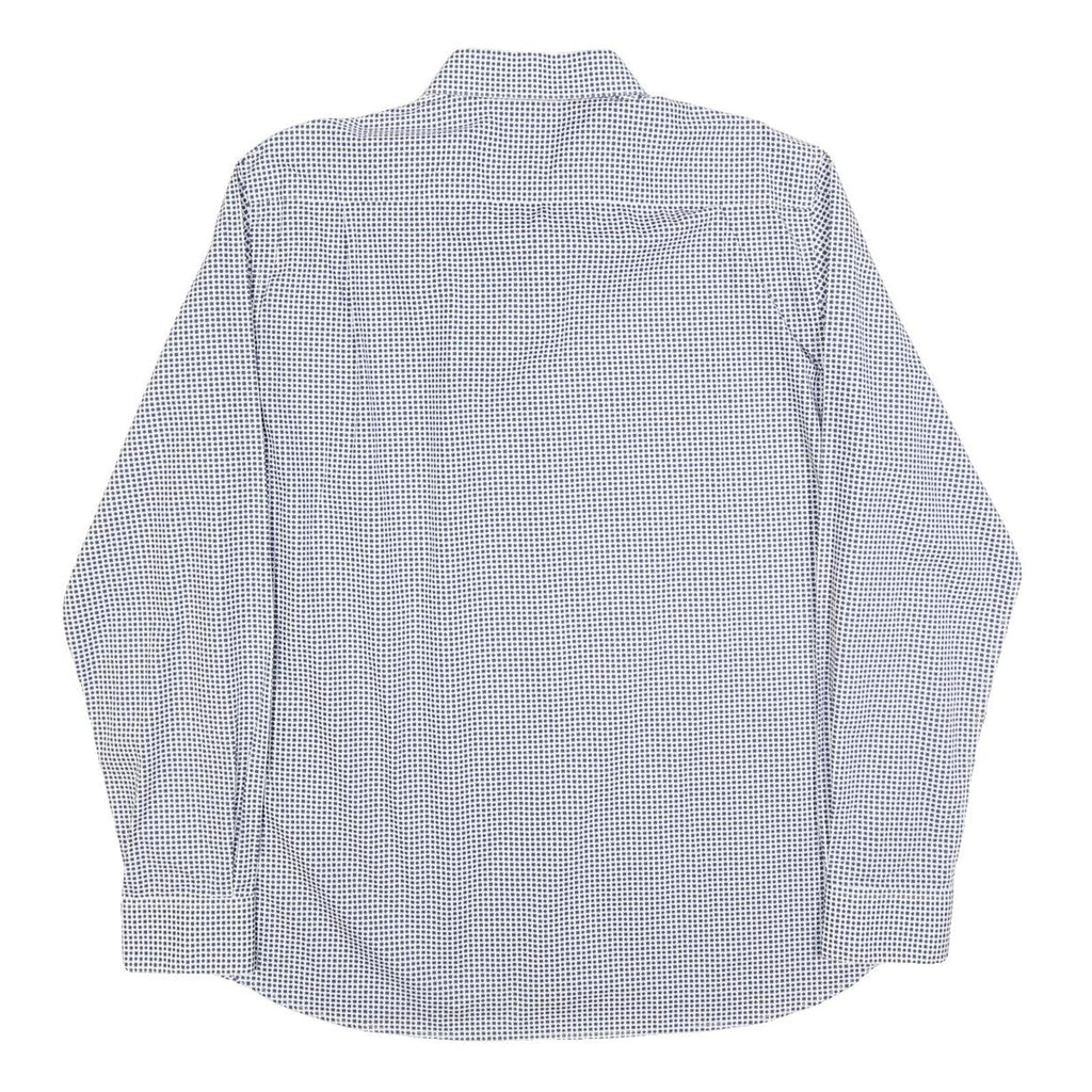 DKNY Mens Blue & White Slim Fit Cotton Shirt XL Formal Checked Shirt
