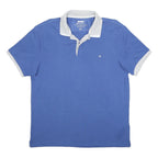 CHAMPION Mens Blue & Grey Short Sleeve Plain Polo Shirt 2XL Cotton Blend Casual