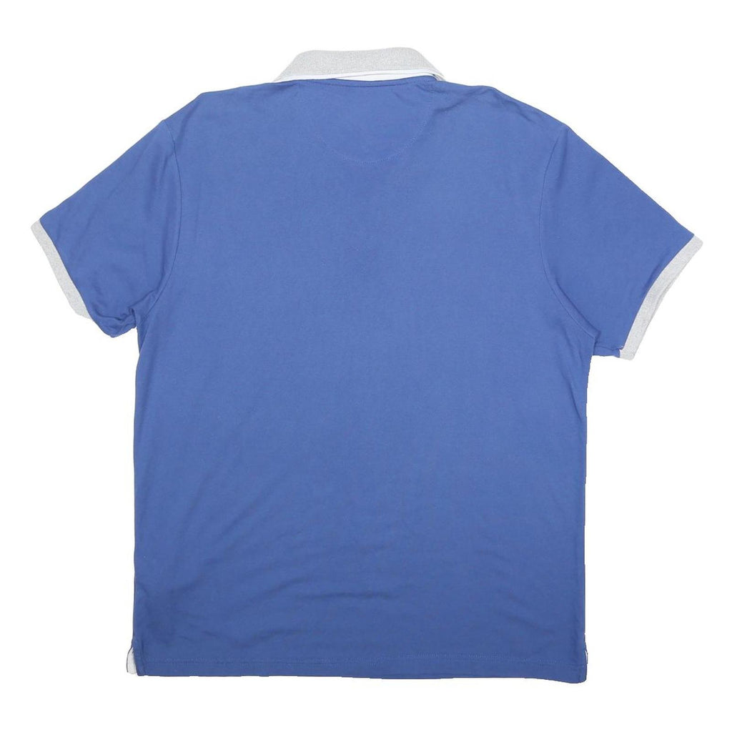 CHAMPION Mens Blue & Grey Short Sleeve Plain Polo Shirt 2XL Cotton Blend Casual