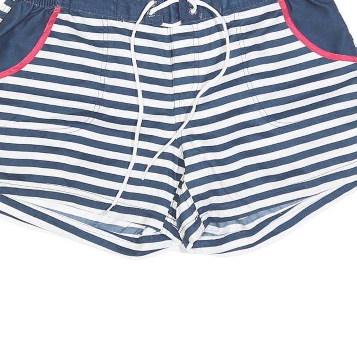 FAT FACE Womens Shorts Blue & White Striped Casual UK 14 W30 Drawstring Pocket