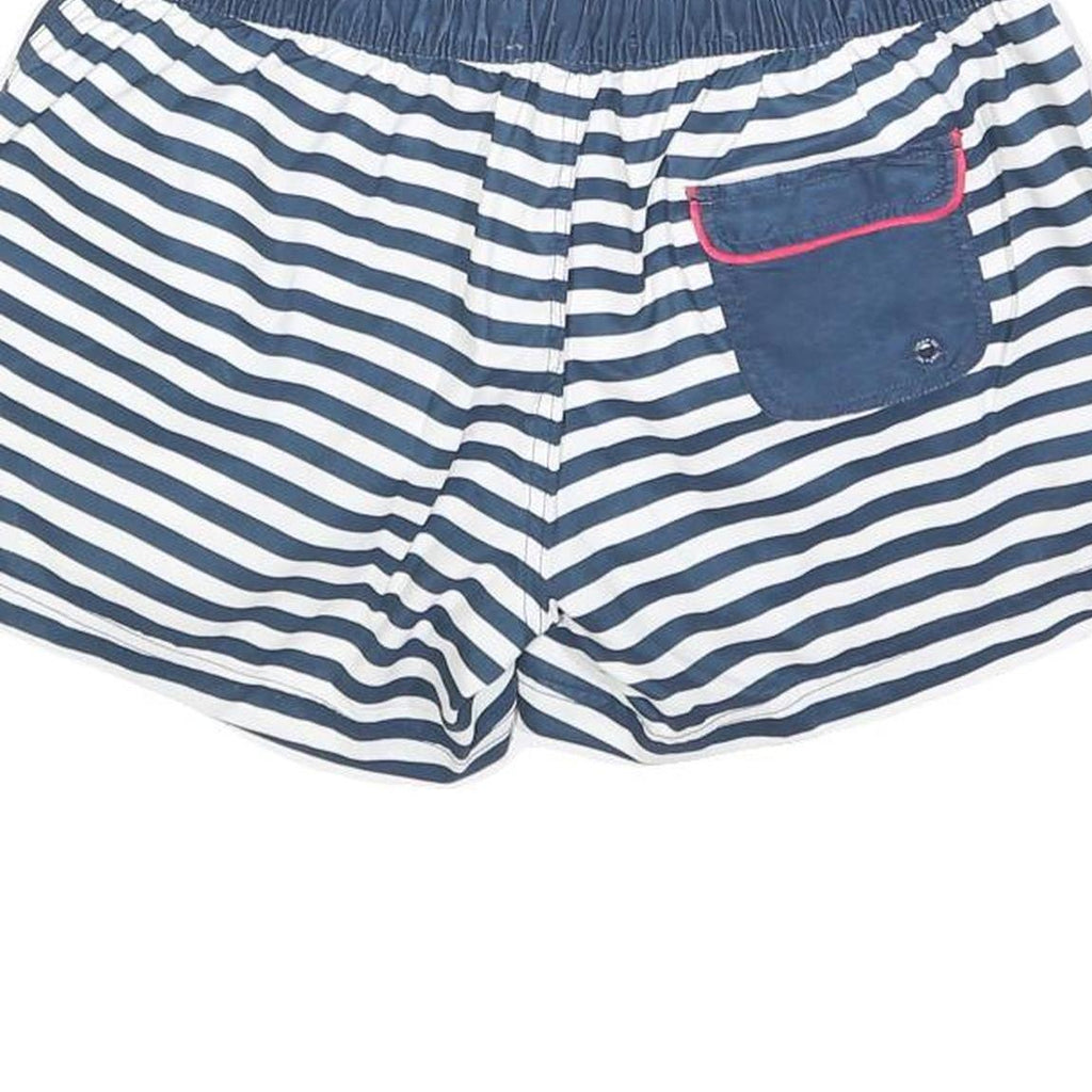 FAT FACE Womens Shorts Blue & White Striped Casual UK 14 W30 Drawstring Pocket