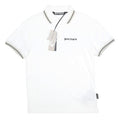 PALM ANGELS Mens White Black Stripe Short Sleeve Plain S Polo Shirt