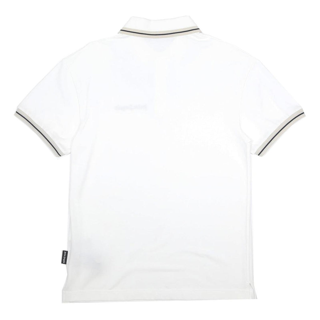 PALM ANGELS Mens White Black Stripe Short Sleeve Plain S Polo Shirt