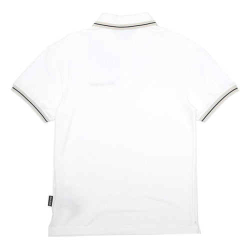 PALM ANGELS Mens White Black Stripe Short Sleeve Plain S Polo Shirt