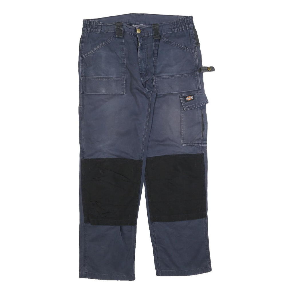 DICKIES Mens Cotton Blend Navy Blue Relaxed Straight Trousers W34 L30 Workwear