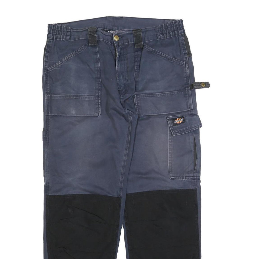 DICKIES Mens Cotton Blend Navy Blue Relaxed Straight Trousers W34 L30 Workwear