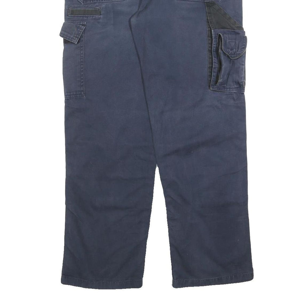 DICKIES Mens Cotton Blend Navy Blue Relaxed Straight Trousers W34 L30 Workwear