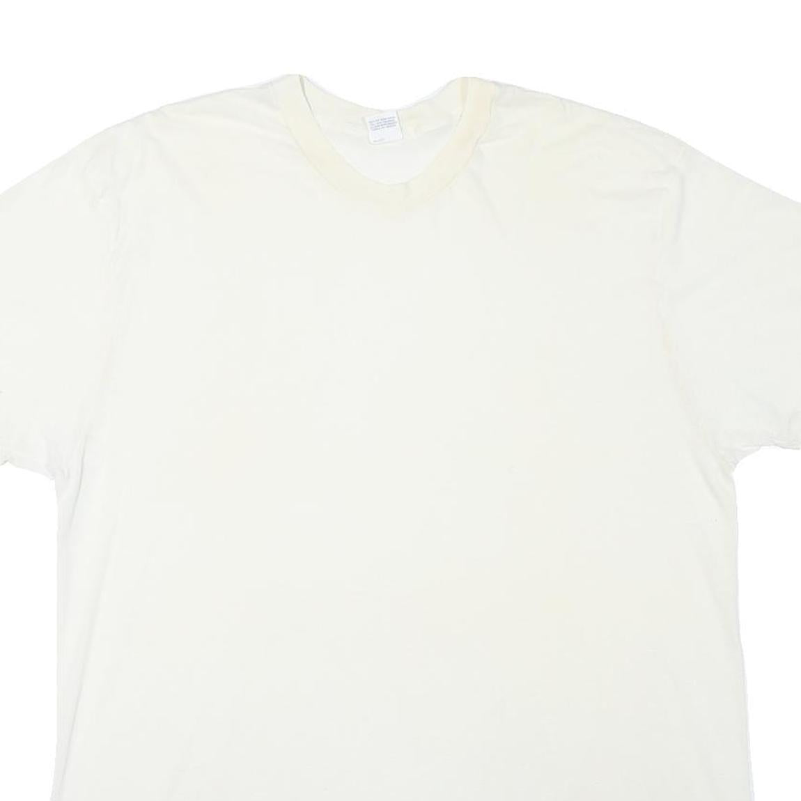 WINDRIDGE Mens White Plain T-Shirt 2XL Short Sleeve Crew Neck Cotton Blend