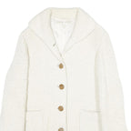 HD MODES Womens White Wool Blend Jacket Button UK 16 Classic Knit Fall Winter