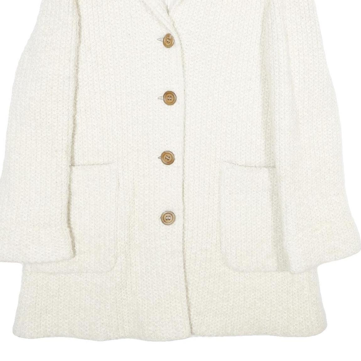 HD MODES Womens White Wool Blend Jacket Button UK 16 Classic Knit Fall Winter