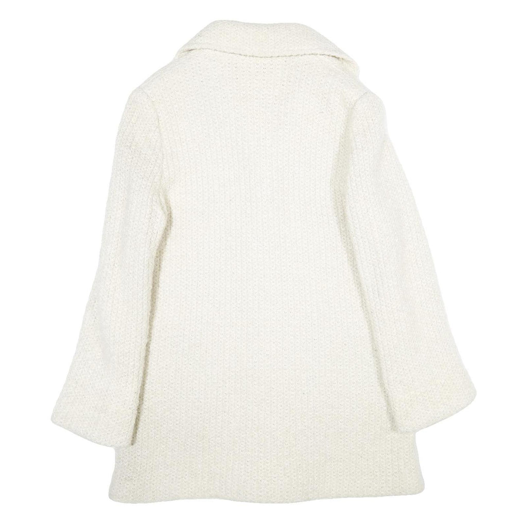 HD MODES Womens White Wool Blend Jacket Button UK 16 Classic Knit Fall Winter