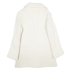 HD MODES Womens White Wool Blend Jacket Button UK 16 Classic Knit Fall Winter