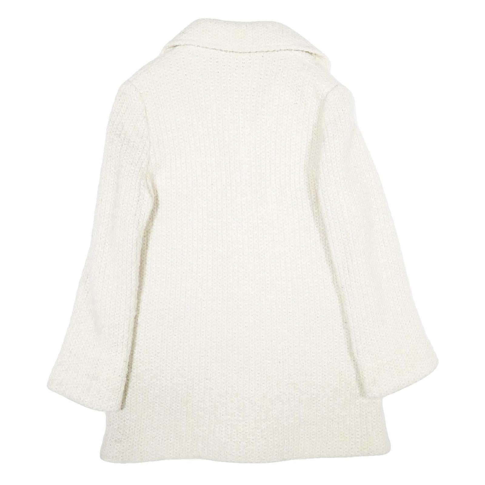 HD MODES Womens White Wool Blend Jacket Button UK 16 Classic Knit Fall Winter