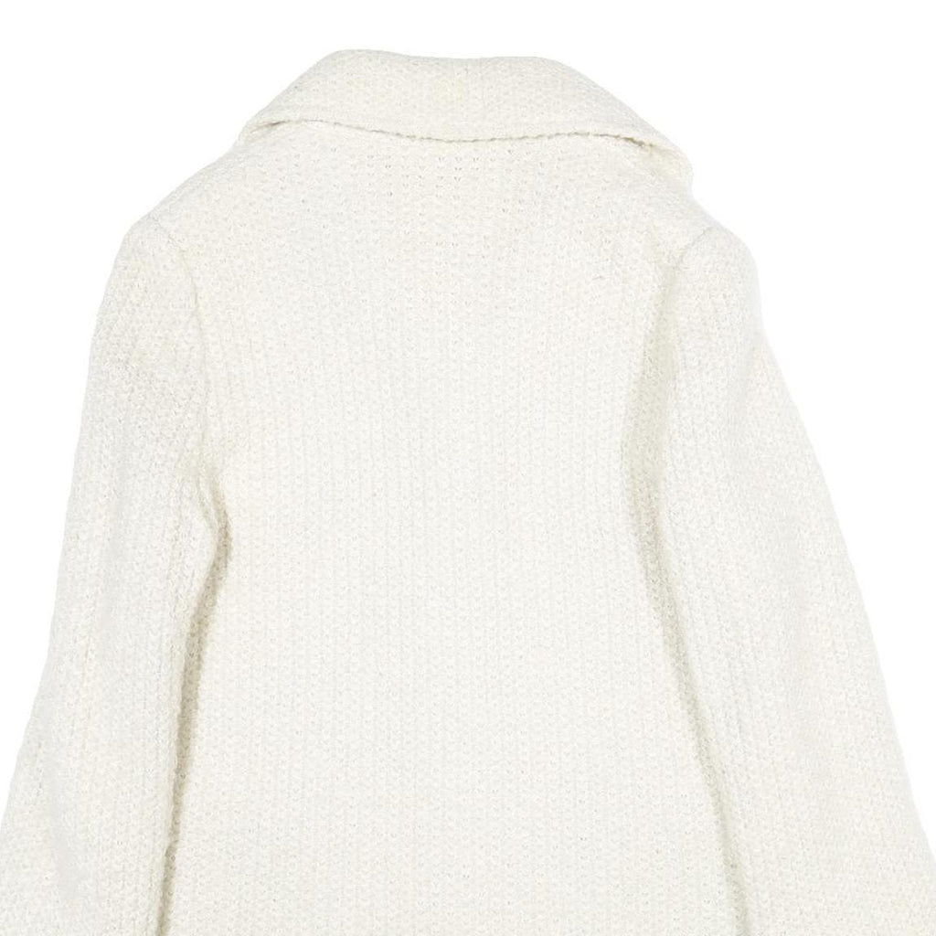 HD MODES Womens White Wool Blend Jacket Button UK 16 Classic Knit Fall Winter