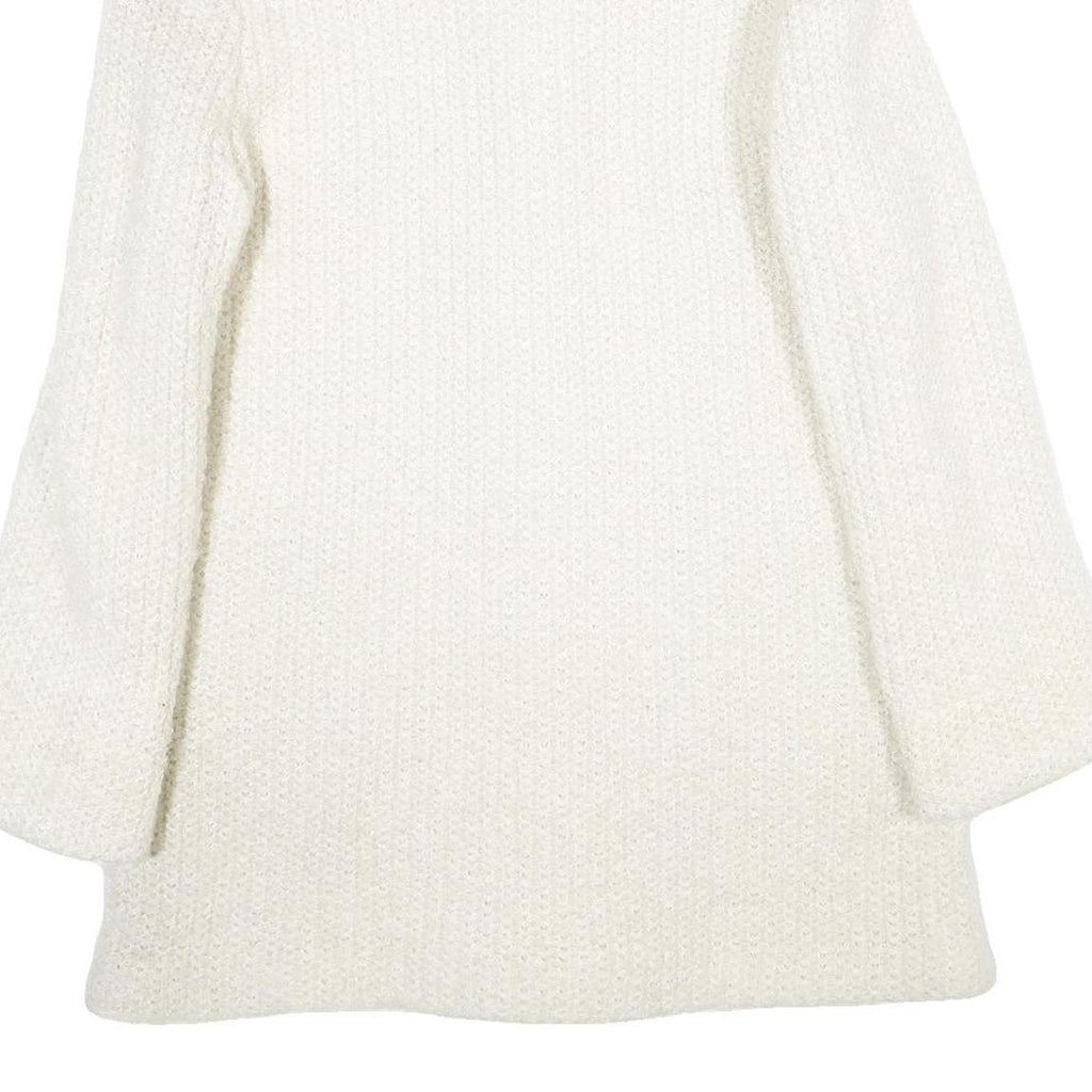 HD MODES Womens White Wool Blend Jacket Button UK 16 Classic Knit Fall Winter