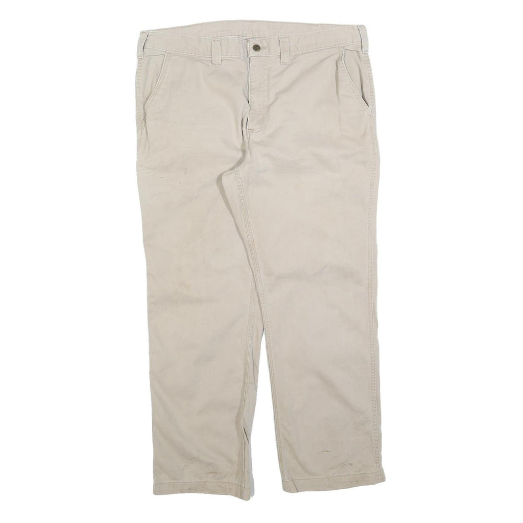 CARHARTT Mens Cotton Blend Beige Regular Fit Straight Leg Trousers W38 L30