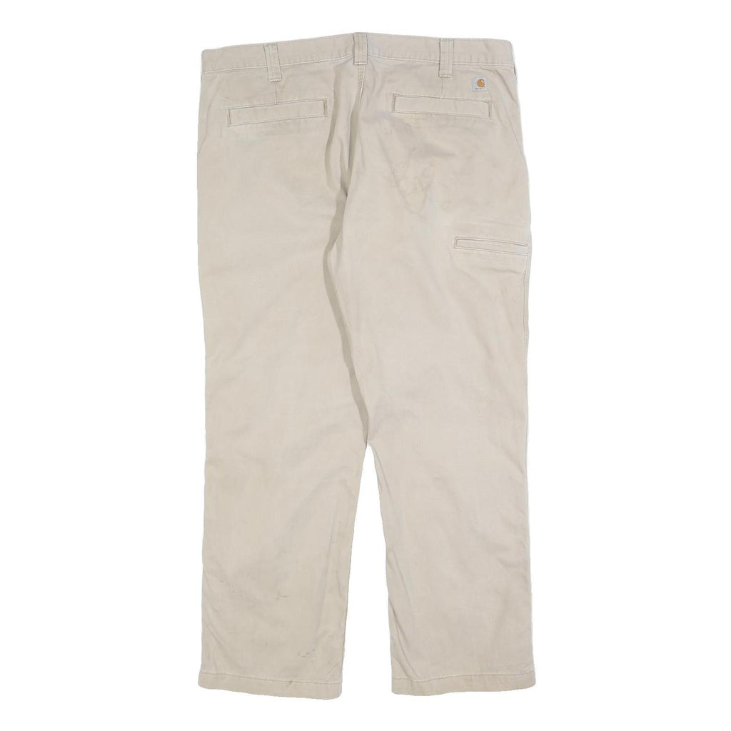 CARHARTT Mens Cotton Blend Beige Regular Fit Straight Leg Trousers W38 L30