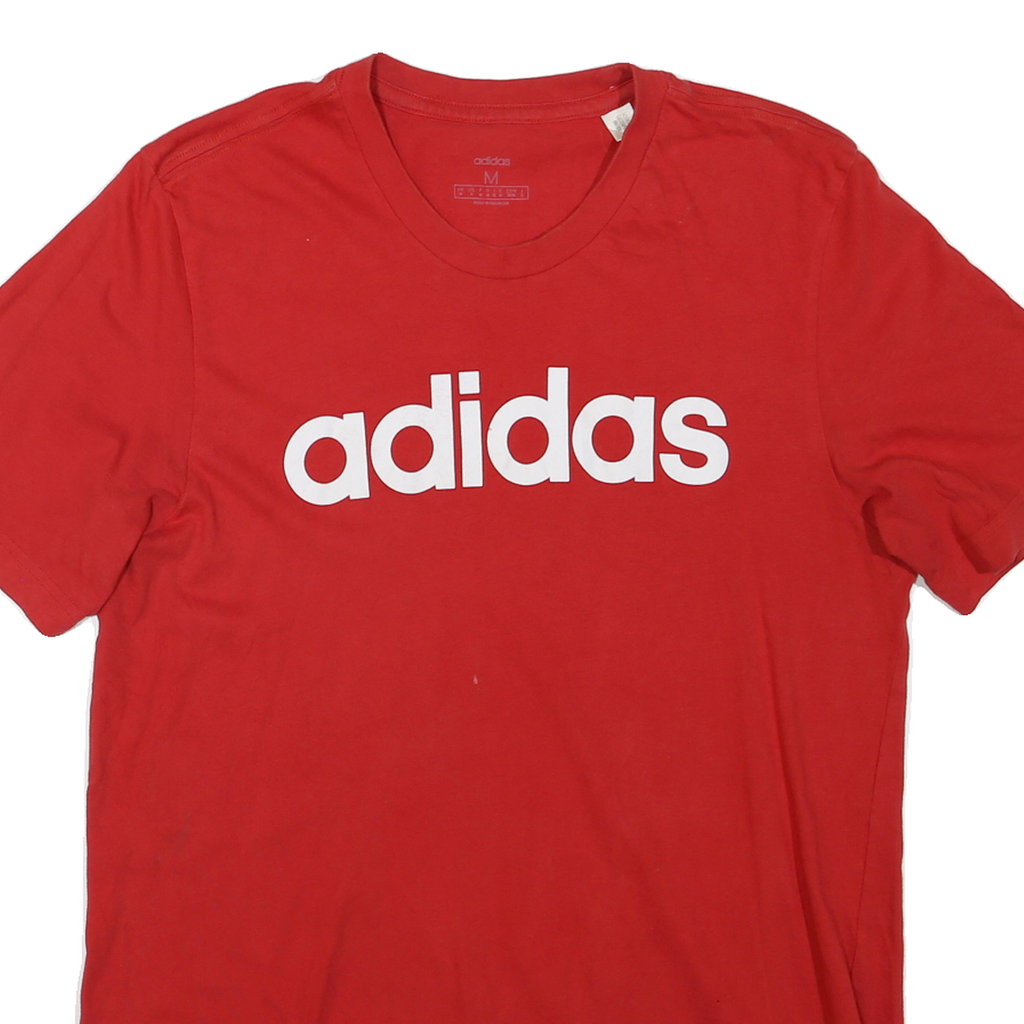 ADIDAS Mens Red Graphic T-Shirt M Short Sleeve Crew Neck Cotton Blend