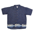 CHEROKEE Mens Hawaiian Shirt Blue 90s Crazy Pattern XL