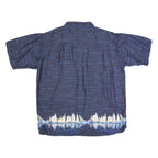 CHEROKEE Mens Hawaiian Shirt Blue 90s Crazy Pattern XL