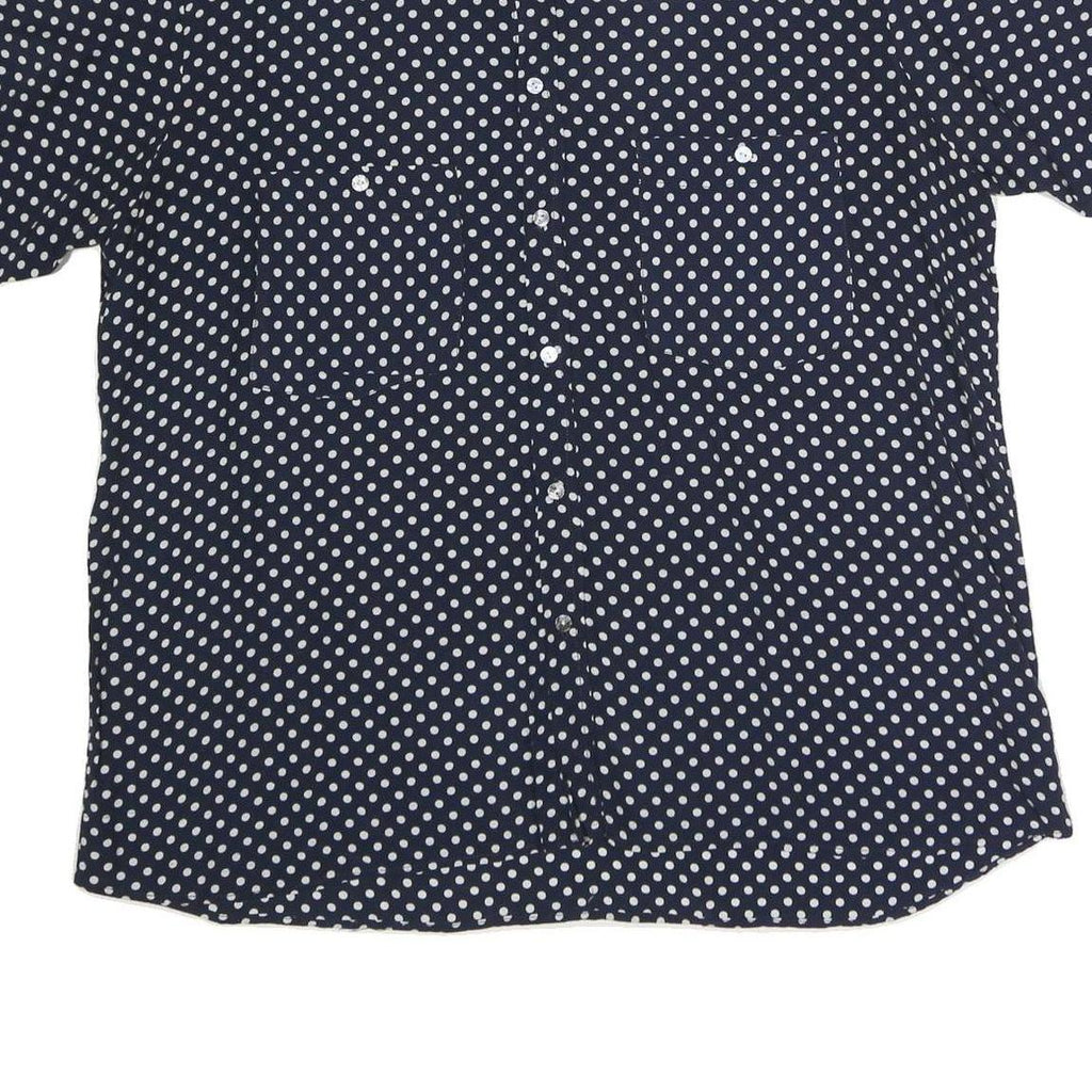 Mens Navy Blue & White Polka Dot Short Sleeve Shirt 2XL Relaxed Fit Button Front