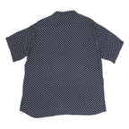 Mens Navy Blue & White Polka Dot Short Sleeve Shirt 2XL Relaxed Fit Button Front
