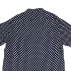 Mens Navy Blue & White Polka Dot Short Sleeve Shirt 2XL Relaxed Fit Button Front