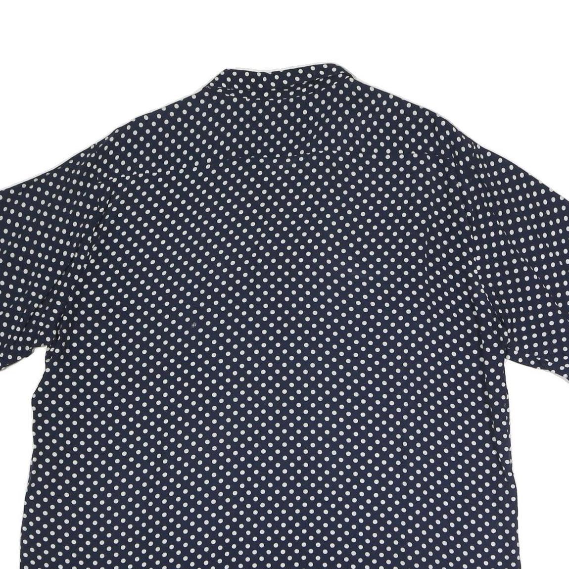 Mens Navy Blue & White Polka Dot Short Sleeve Shirt 2XL Relaxed Fit Button Front