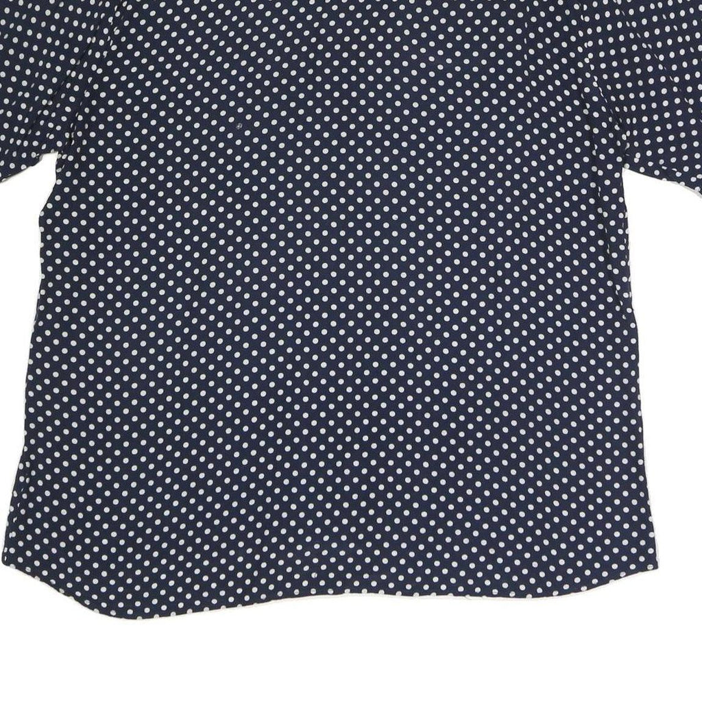 Mens Navy Blue & White Polka Dot Short Sleeve Shirt 2XL Relaxed Fit Button Front