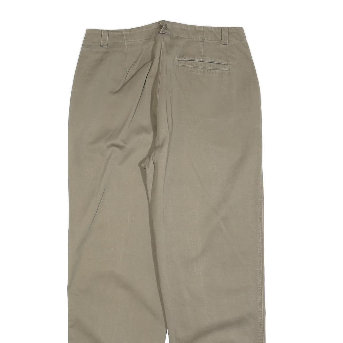 DOCKERS Mens Cotton Blend Beige Regular Fit Straight Leg Trousers W30 L30 Zip