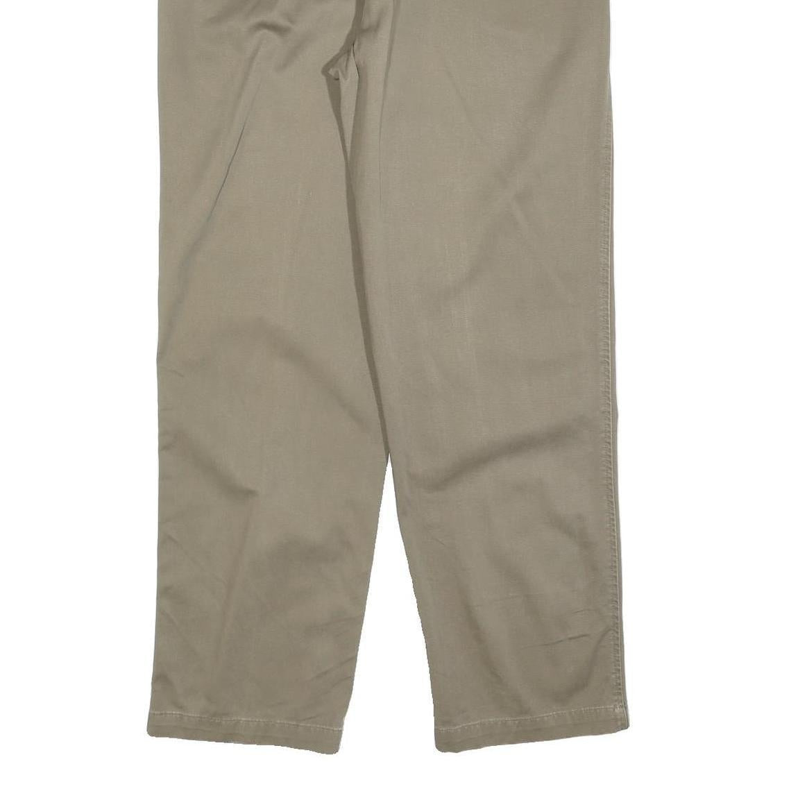 DOCKERS Mens Cotton Blend Beige Regular Fit Straight Leg Trousers W30 L30 Zip