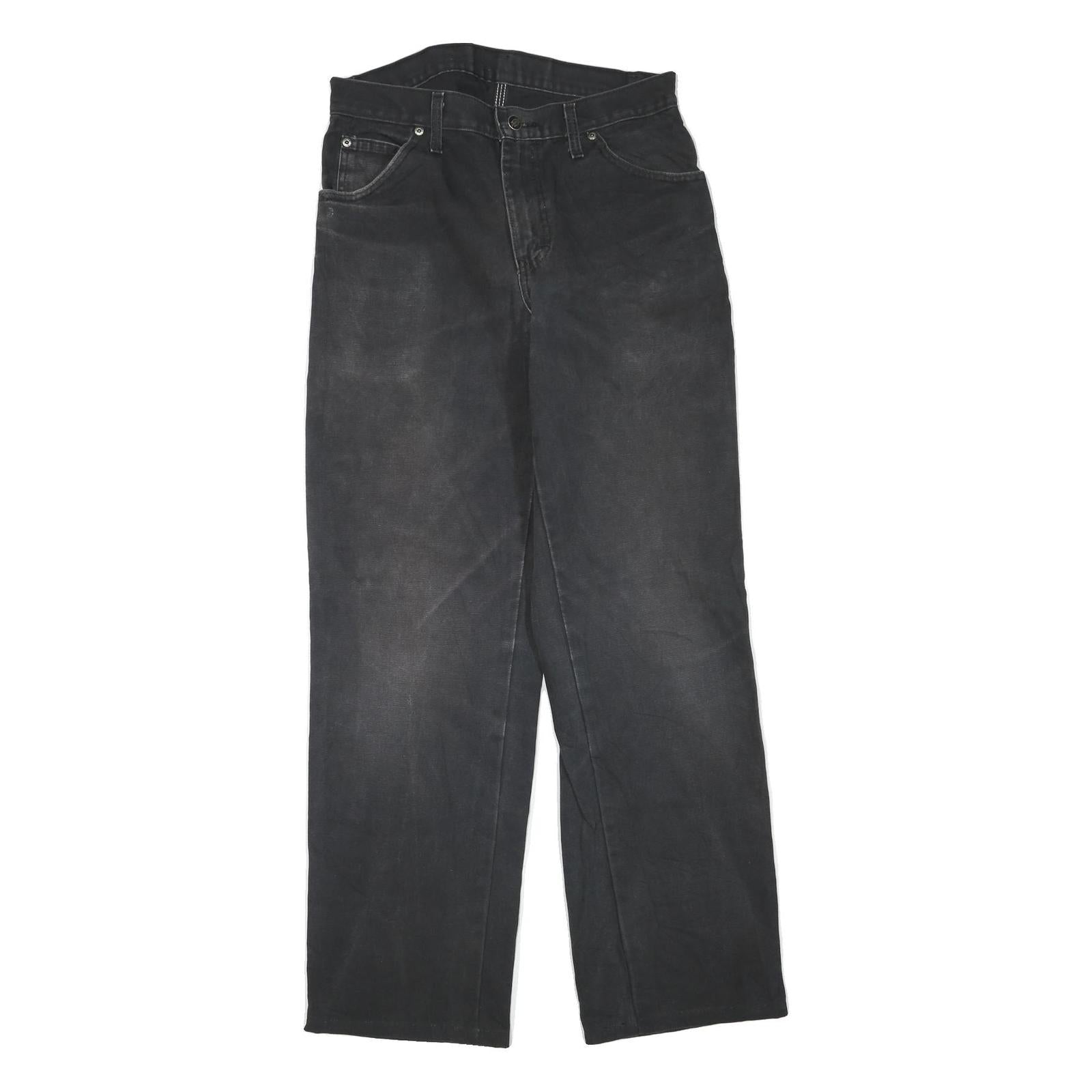 DICKIES Mens Black Regular Fit Straight Leg Trousers W30 L31 Cotton Blend