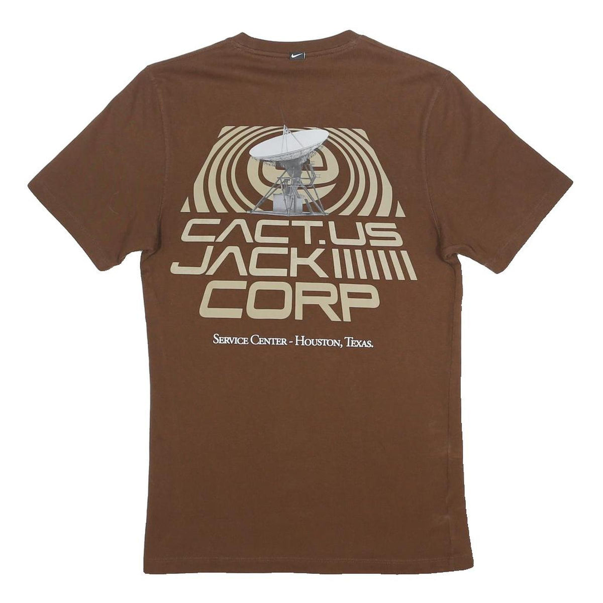 NIKE X CACTUS JACK Mens Brown Graphic T-Shirt XS Short Sleeve Crew Neck Houston