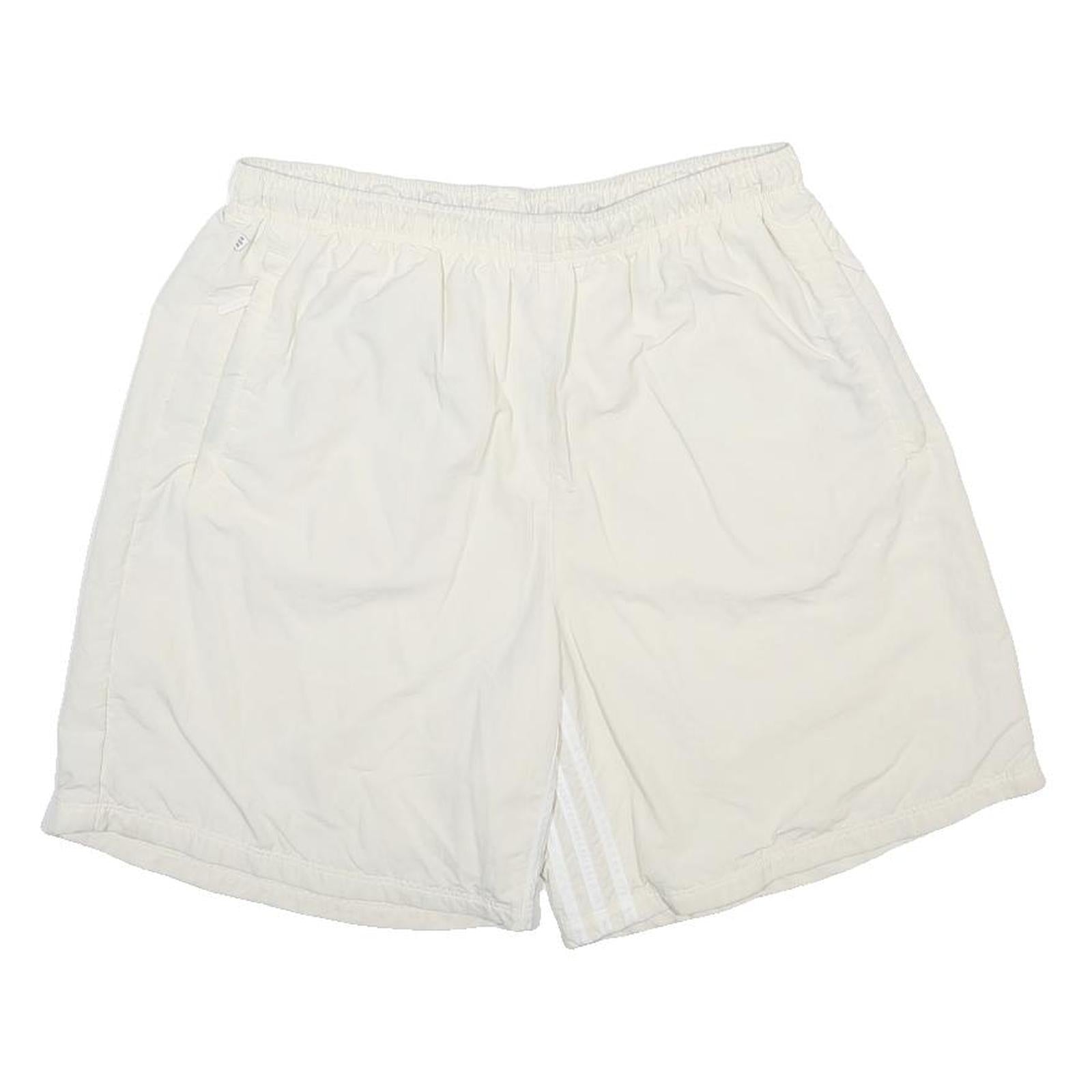 ADIDAS Mens White Casual Polyester Sports Shorts L W30 Comfortable Fit