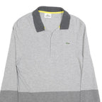 LACOSTE Mens Grey & Dark Grey Long Sleeve Striped M Cotton Blend Polo Shirt